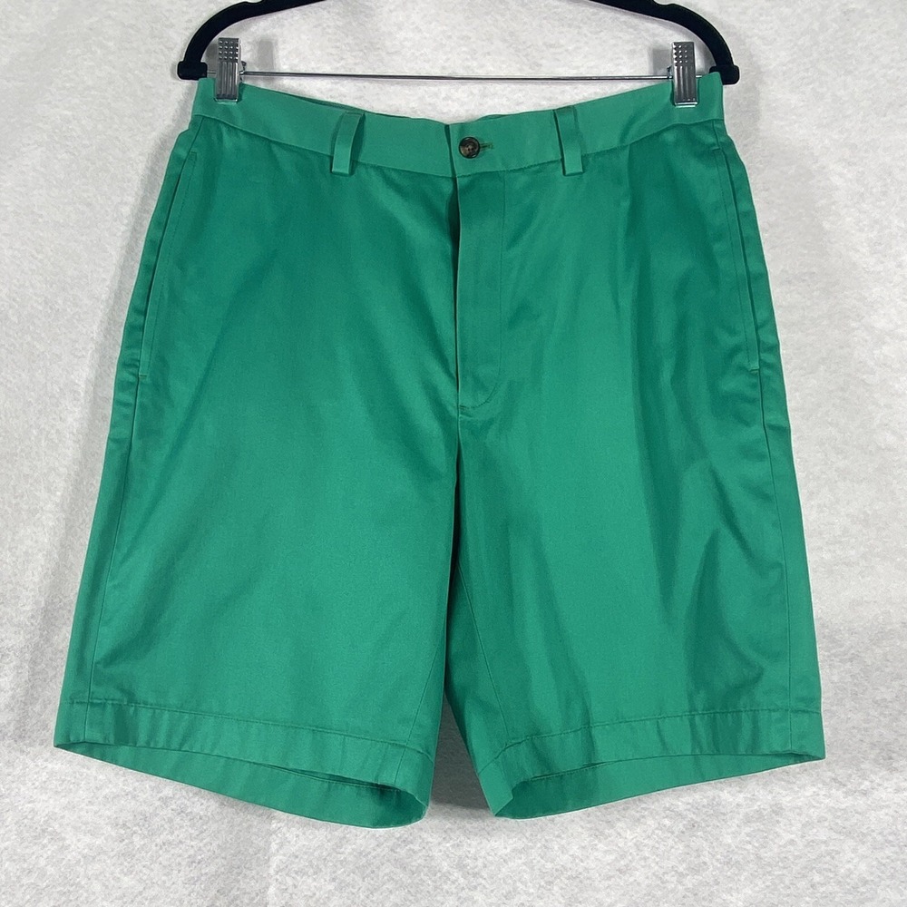 Brooks Brothers 346 Shorts‎ Mens 32 Green Advantage Chino Flat-Front Cotton